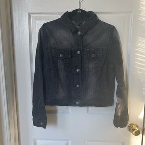 straight to hell grey denim jean jacket size large
